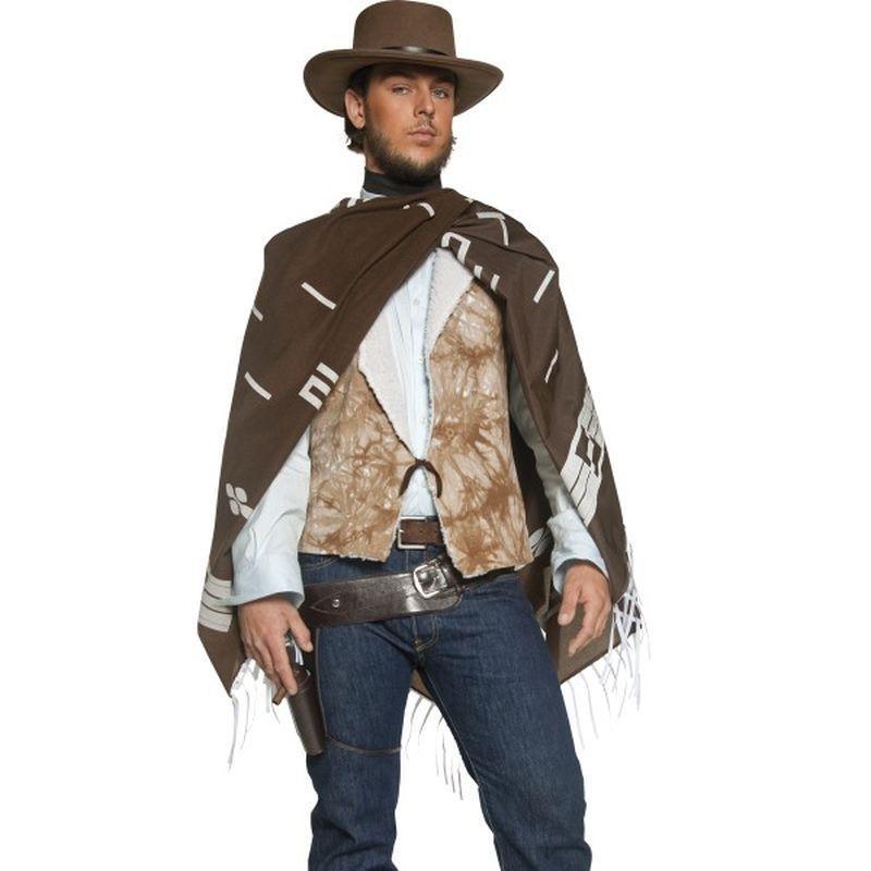 Deluxe Authentic Western Wandering Gunman Costume Adult Brown Poncho