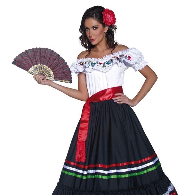 Authentic Western Sexy Senorita Costume - UK Dress 16-18 Womens White/Black