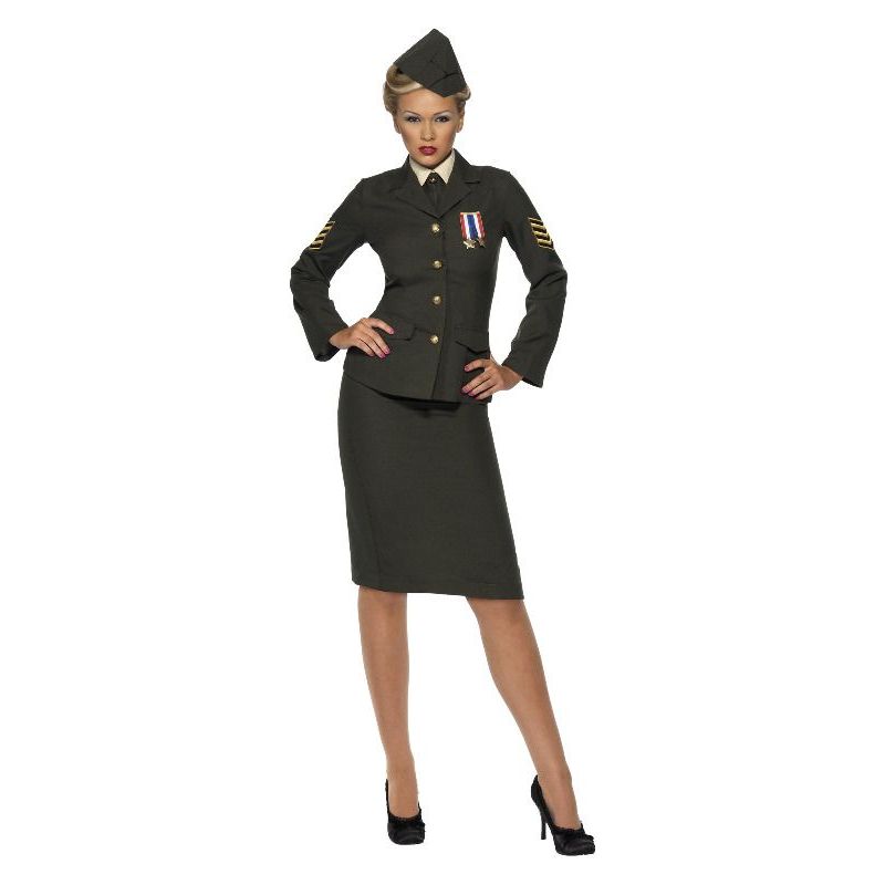 Wartime Officer Costume Adult Green Womens