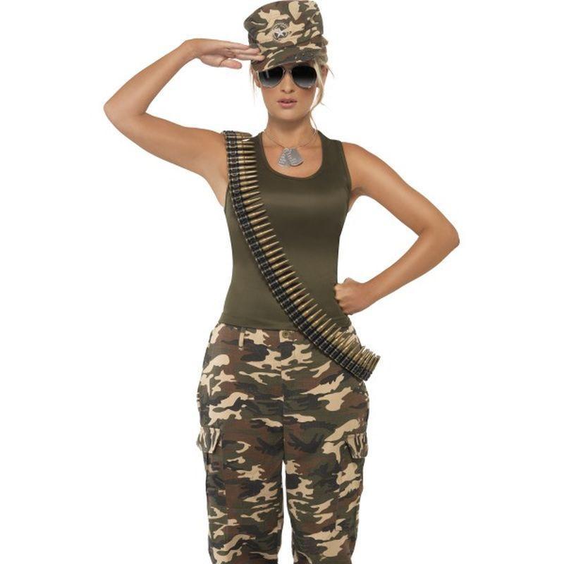 Khaki Camo Deluxe Costume Female Adult Camo Womens Green -1