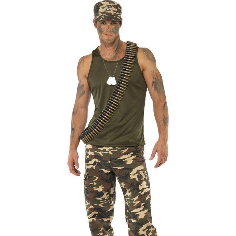 Khaki Camo Deluxe Costume Male Adult Khaki Camo Mens Green -1