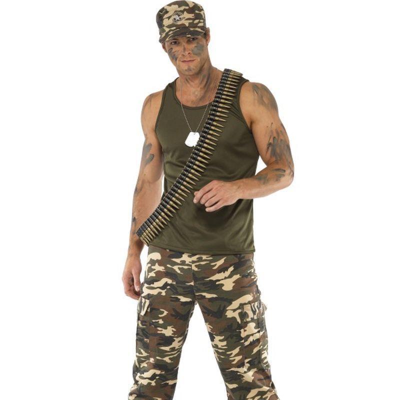 Khaki Camo Deluxe Costume Male Adult Khaki Camo Mens Green -2