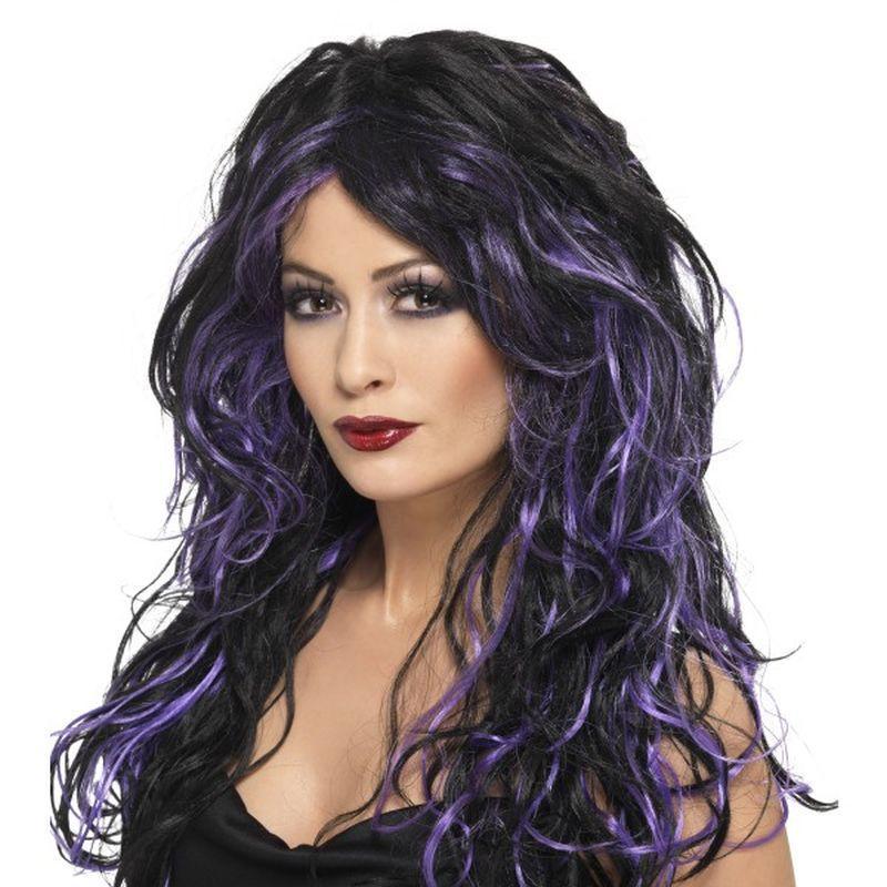 Gothic Bride Wig - One Size Womens Black/Purple