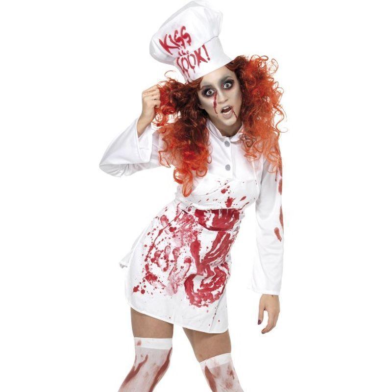 Hells Kitchen Bloody Chef Costume - One Size Womens White/Red