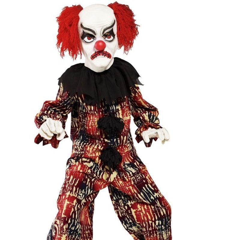 Scary Clown Costume - Large Age 10-12 Boys Red/White/Black