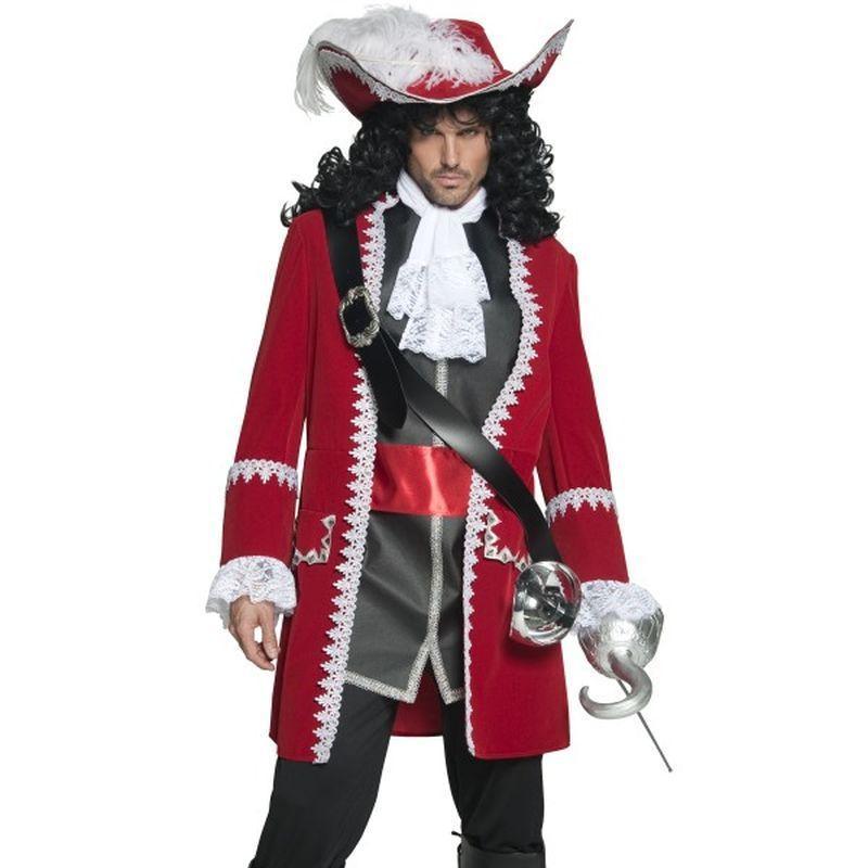 Authentic Pirate Captain Costume - Medium Mens Red/Black/White