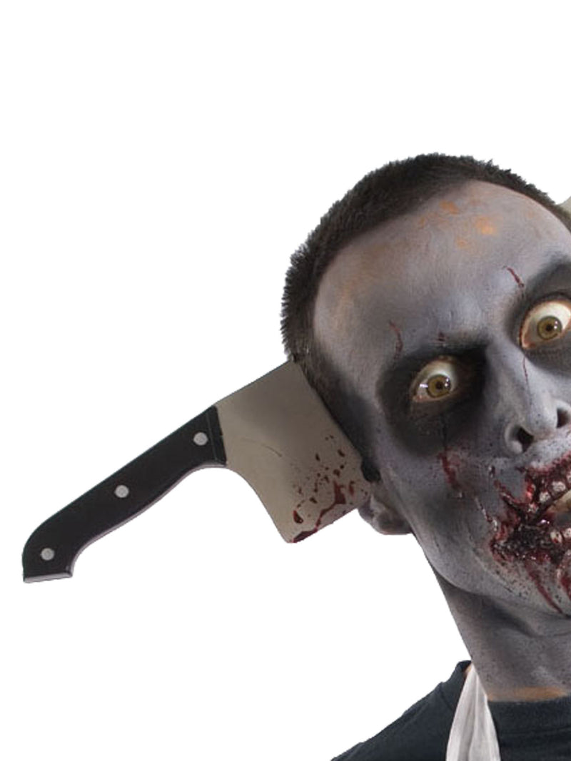 Zombie Cleaver Through Head Accessory Mens Silver