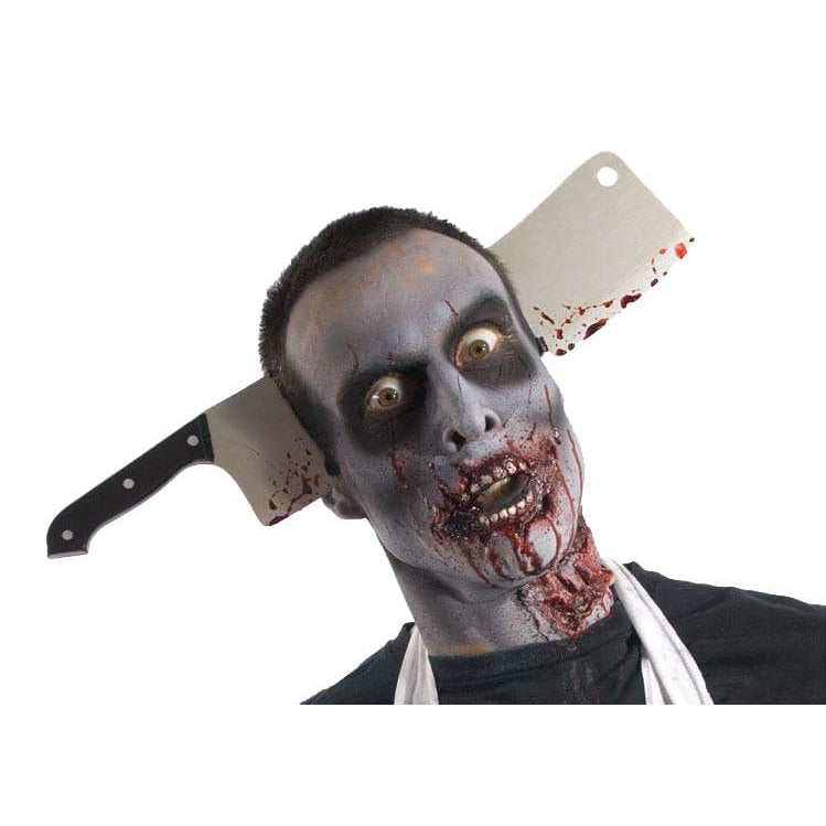Zombie Cleaver Through Head Accessory Mens Silver