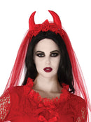Villainous Veil Headpiece Adult Womens Red