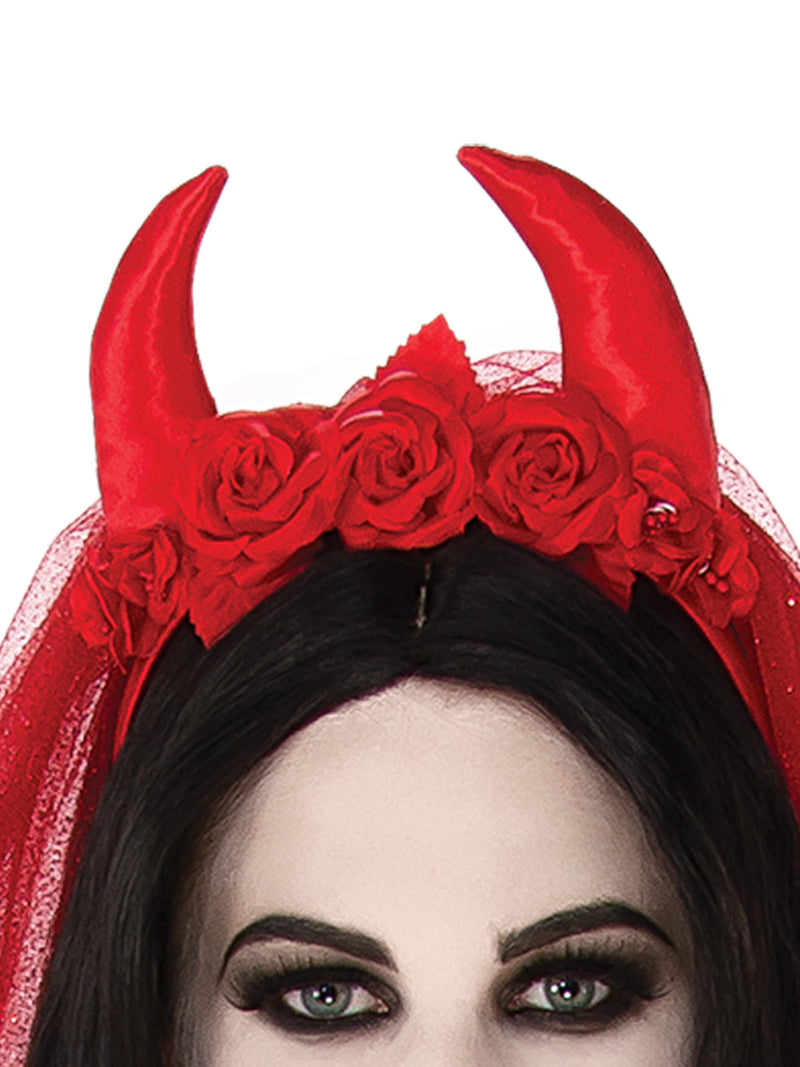 Villainous Veil Headpiece Adult Womens Red