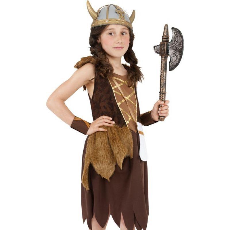 Viking Girl Costume - Medium Age 7-9 Girls Brown