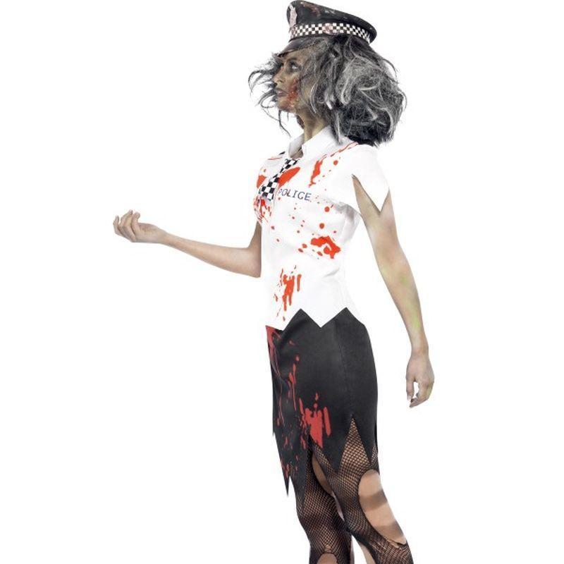 Zombie Policewoman Costume Adult White Red Black