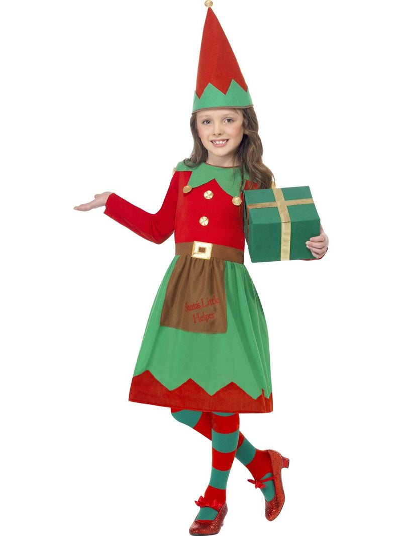 Santa's Little Helper Costume Kids Red Green Girls