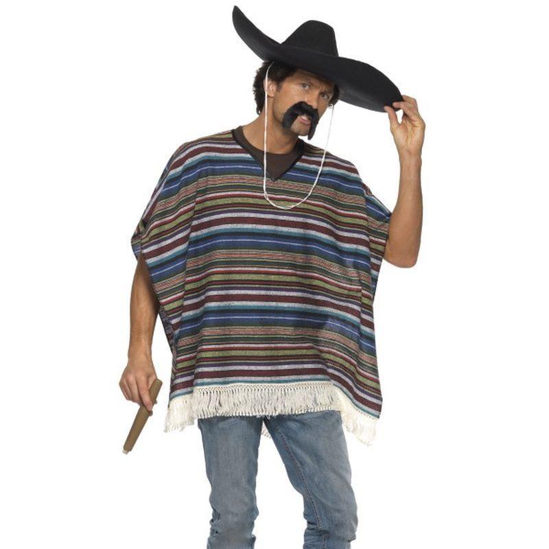 Authentic Looking Poncho Adult Mens Blue -1