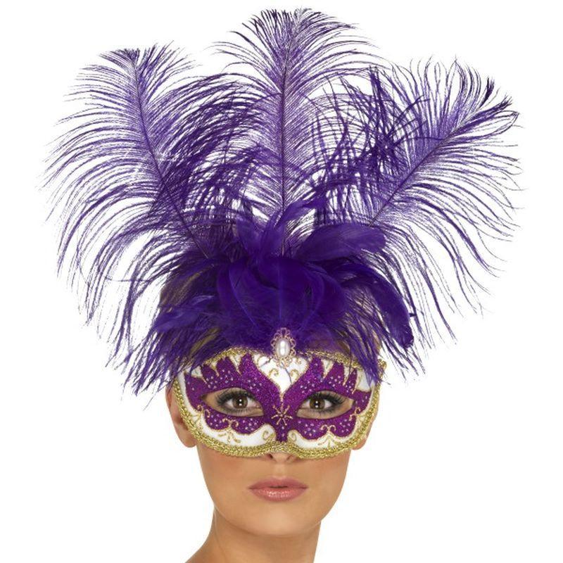 Purple Can Can Beauty Eyemask with Feather - One Size