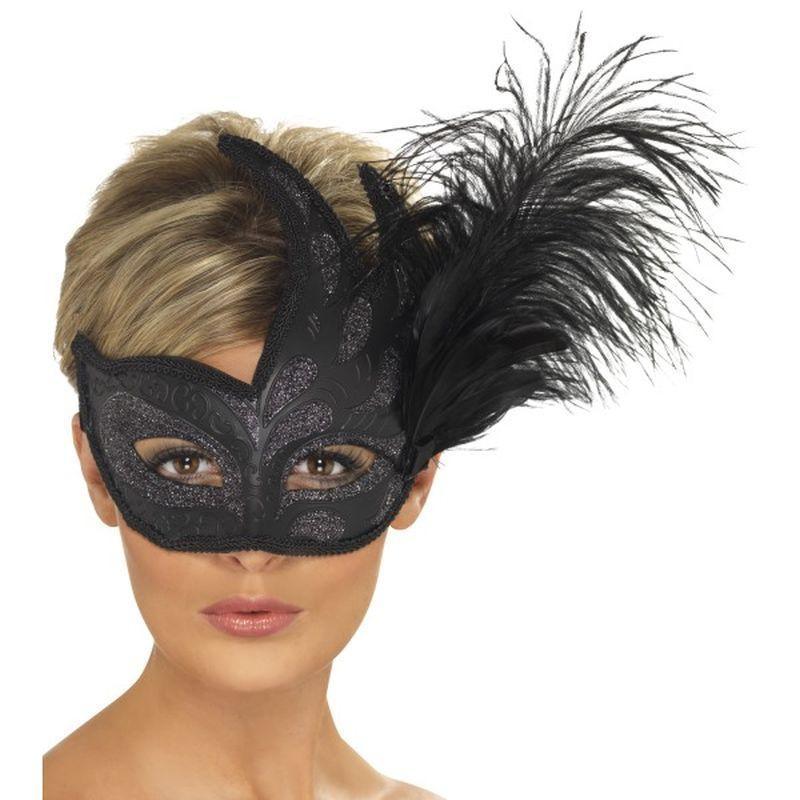Ornate Colombina Feather Mask - One Size