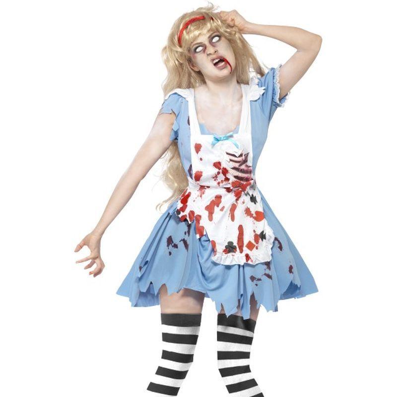 Zombie Malice Costume - UK Dress 8-10 Womens Blue/White/Red