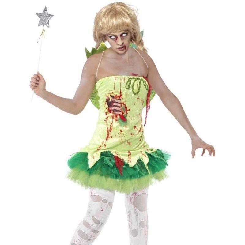 Zombie Fairy Costume - UK Dress 12-14 Womens Green/Red