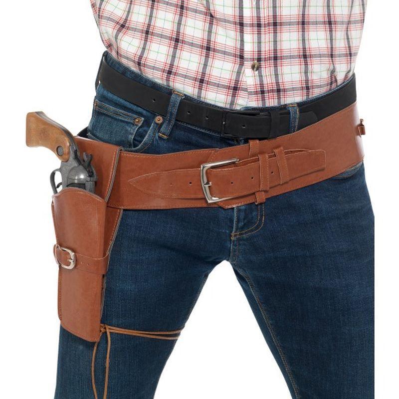 Adult Faux Leather Single Holster With Belt Adult Tan Unisex -1
