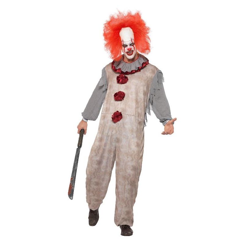 Vintage Clown Costume Adult Grey Red Mens