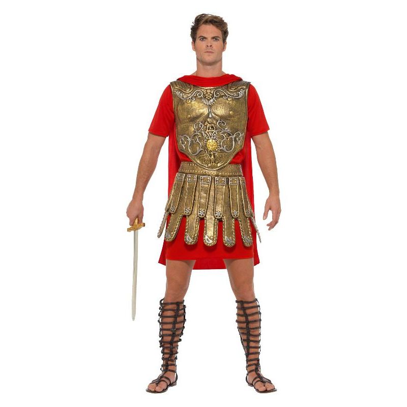 Economy Roman Gladiator Costume Adult Gold Red Mens