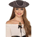 Tricorn Pirate Captain Hat Adult Grey