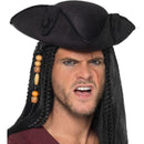 Tricorn Pirate Captain Hat Adult Black