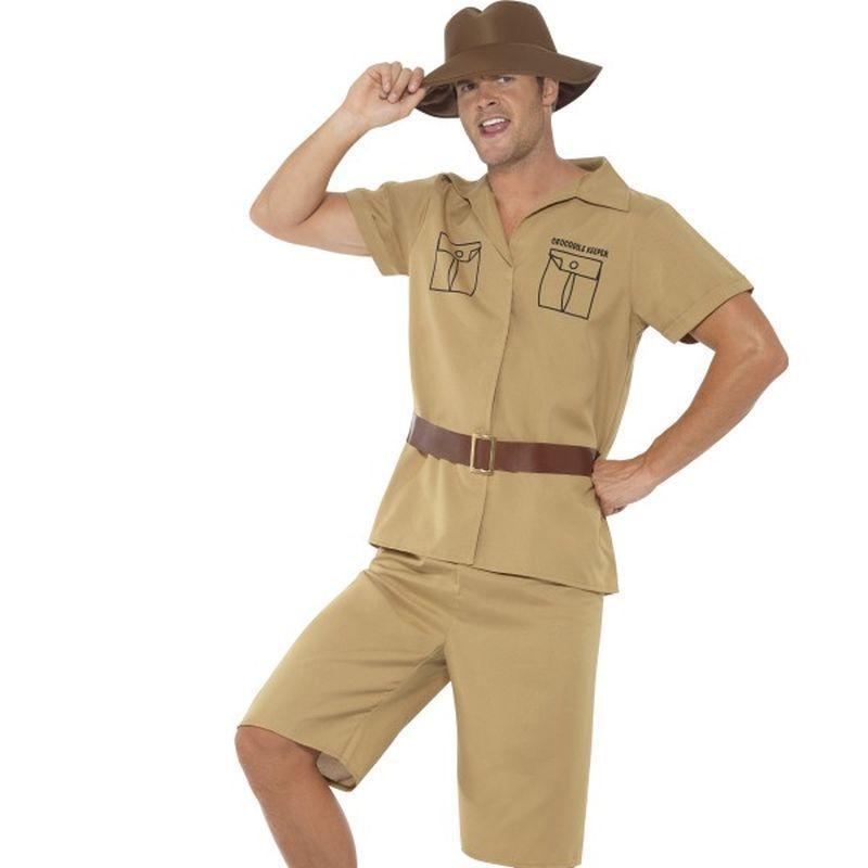 Safari Man Costume Adult Tan Mens Brown -1