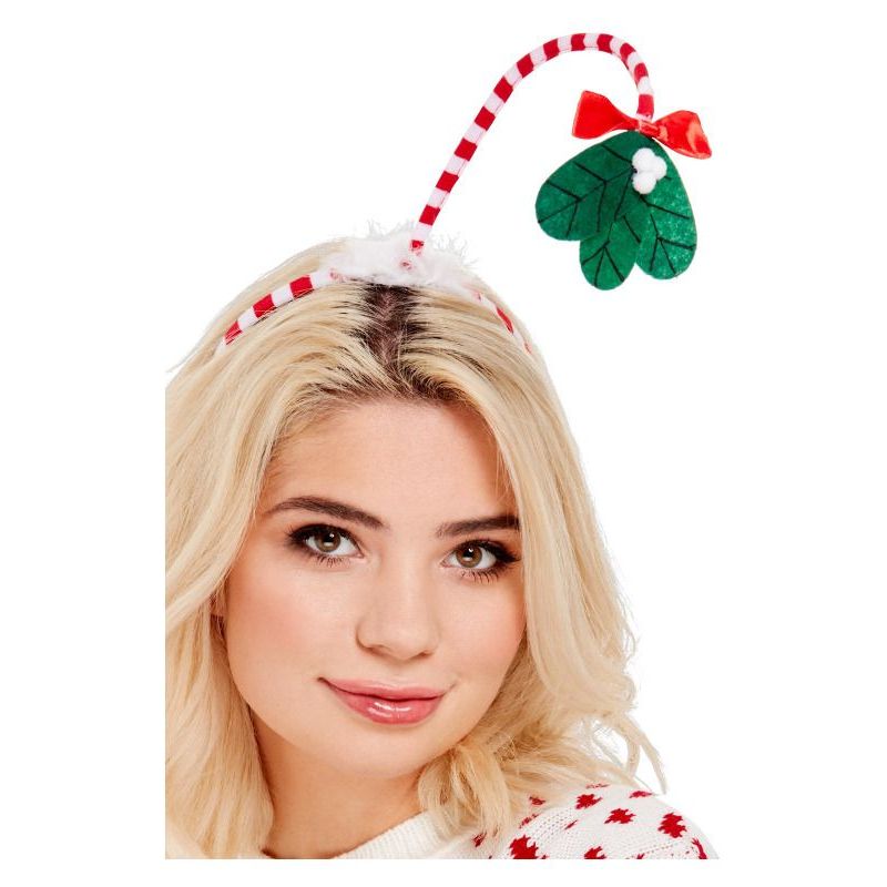 Mistletoe Kisses Headband Adult Red Whte Unisex