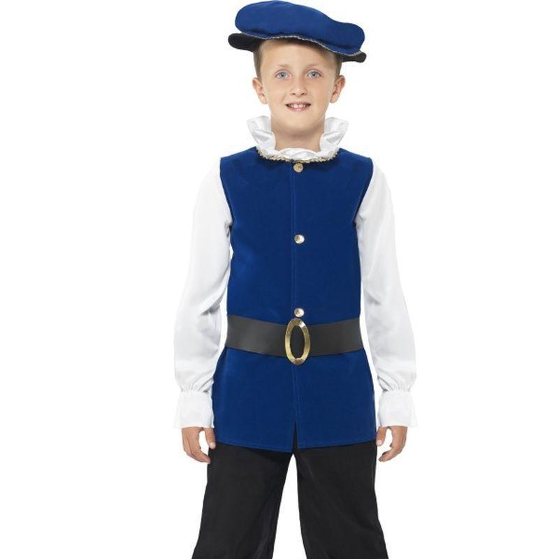 Tudor Boy Costume - Small Age 4-6 Boys Royal Blue