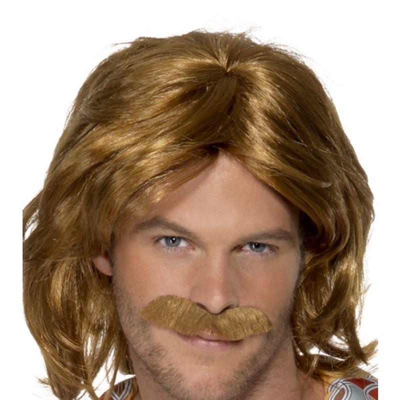 70s Super Trouper Wig & Moustache - One Size Mens Brown