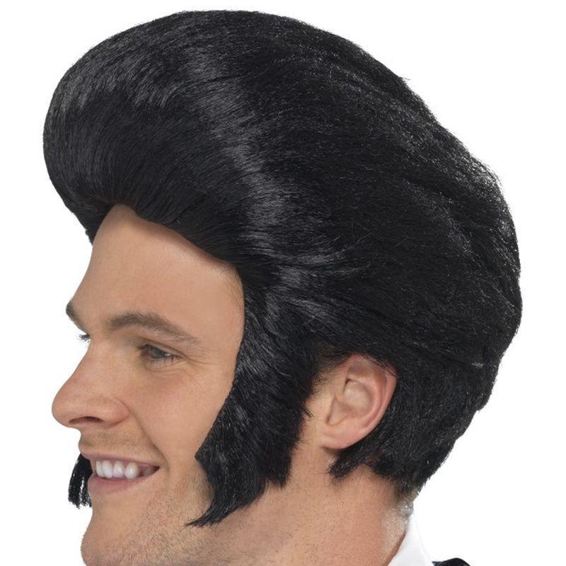 50s Quiff King Wig - One Size Mens Black