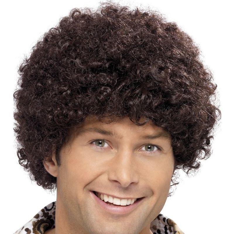70s Disco Dude Wig - One Size Mens Brown