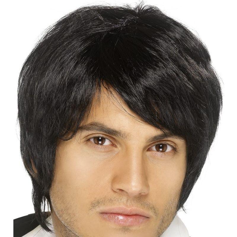 Boy Band Wig - One Size Mens Black