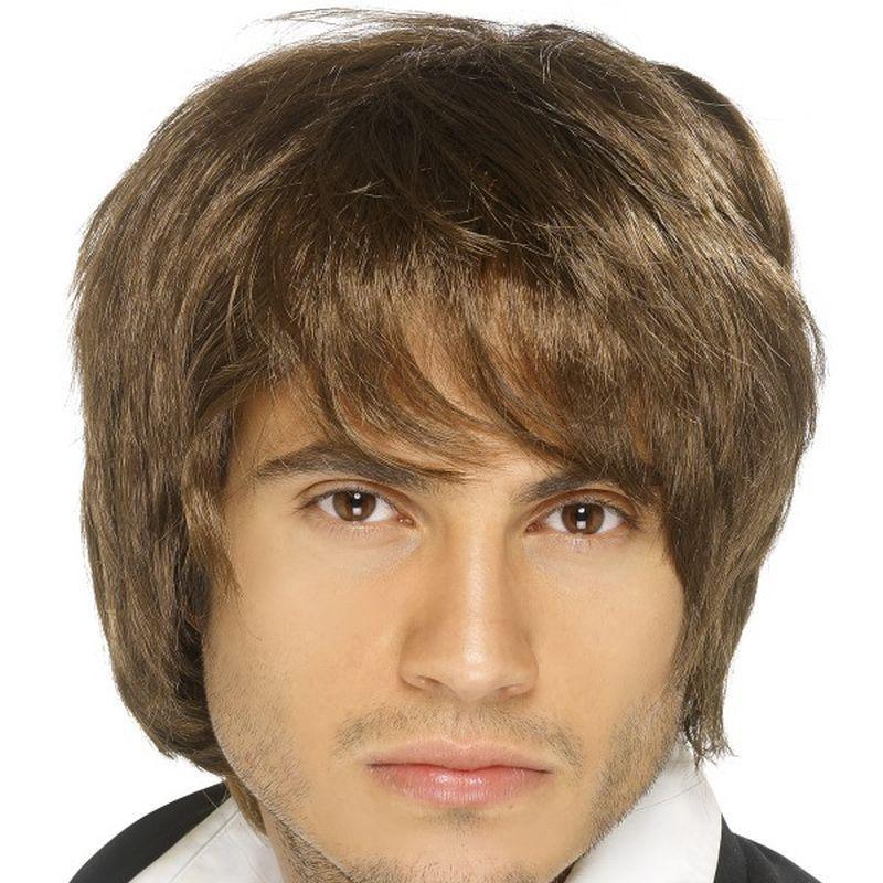 Boy Band Wig - One Size Mens Brown