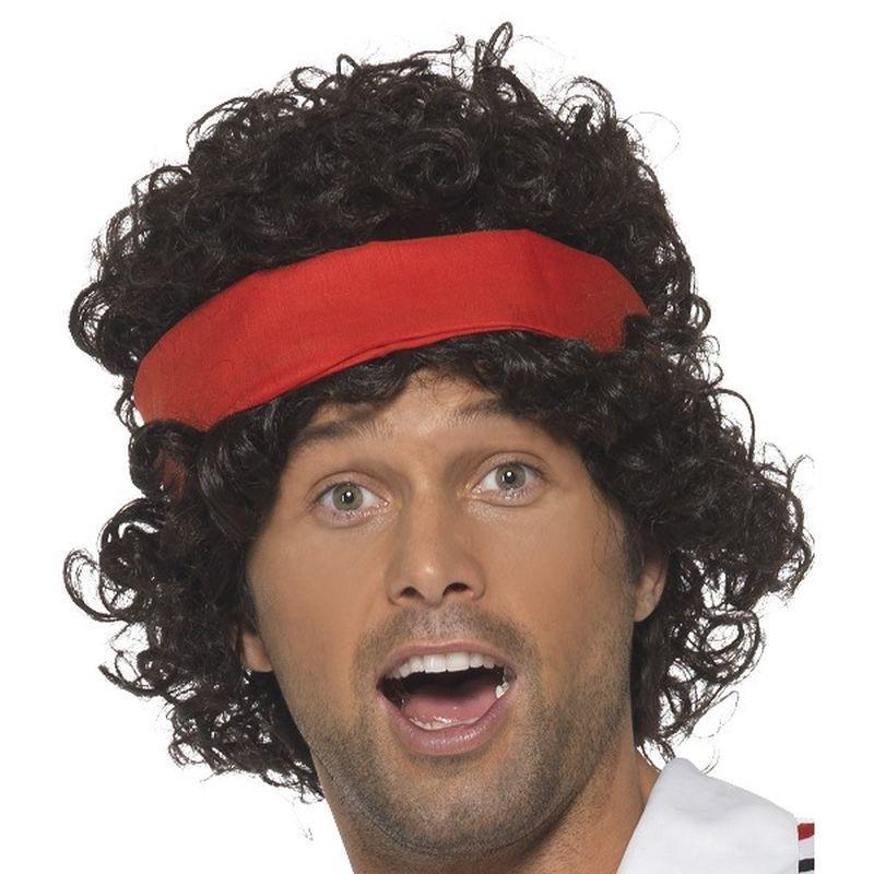 Eighties Tennis Player Wig - One Size Mens Black