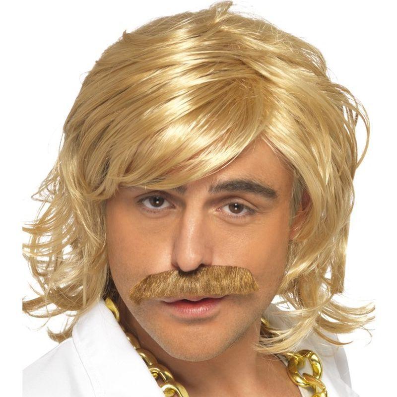 Game Show Host Kit, Wig and Tash - One Size Mens Blonde
