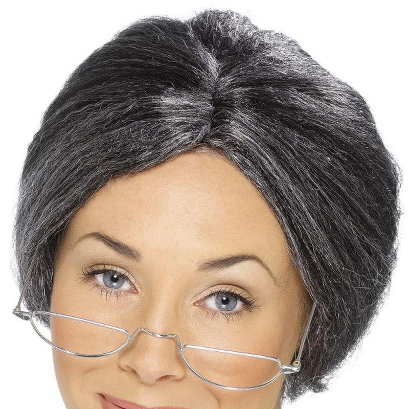 Granny Bun Wig - One Size Mens Grey