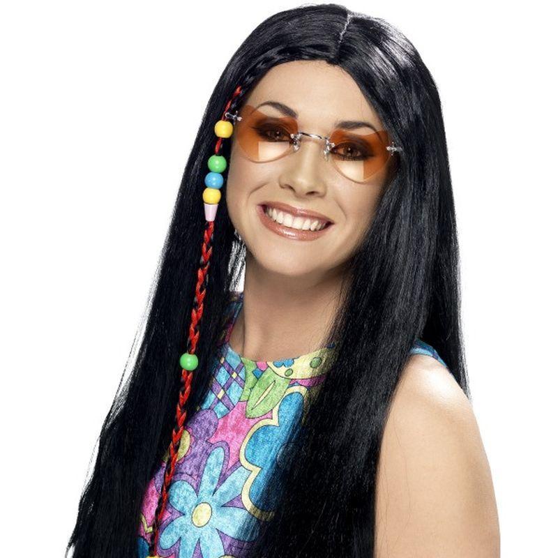 Hippy Party Wig - One Size Womens Black