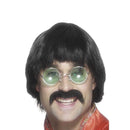 70s Mersey Wig & Tash - One Size Mens Black