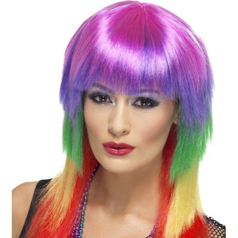 Rainbow Rocker Wig - One Size Womens Multi