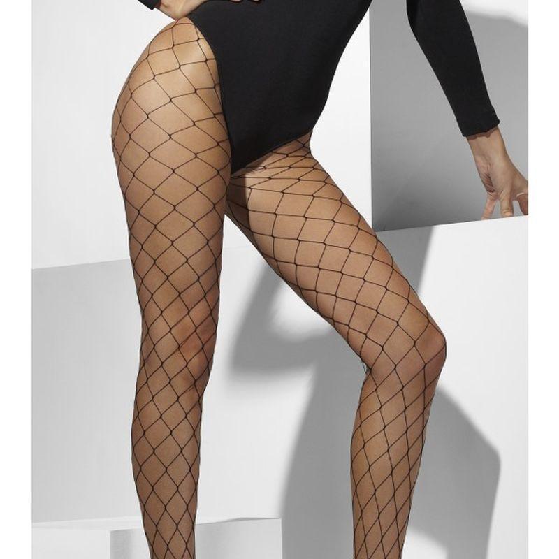 Diamond Net Tights - One Size Womens Black