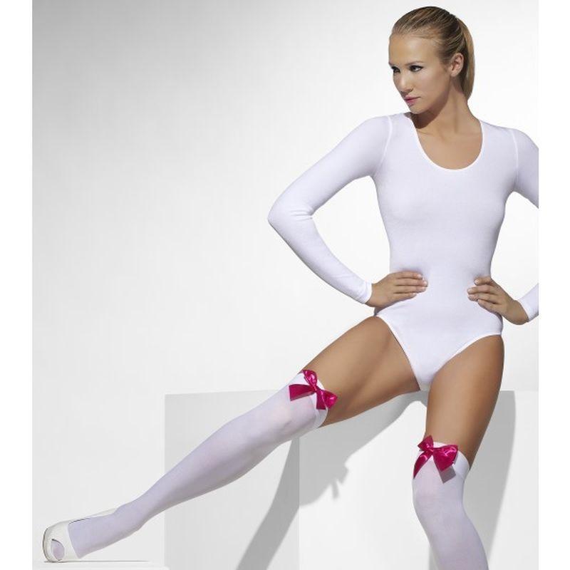 Opaque Hold Ups Adult White Womens -1