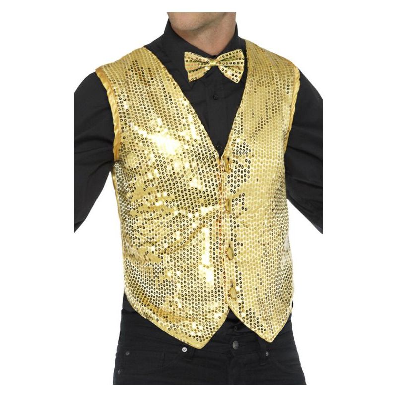 Sequin Waistcoat Adult Gold Unisex