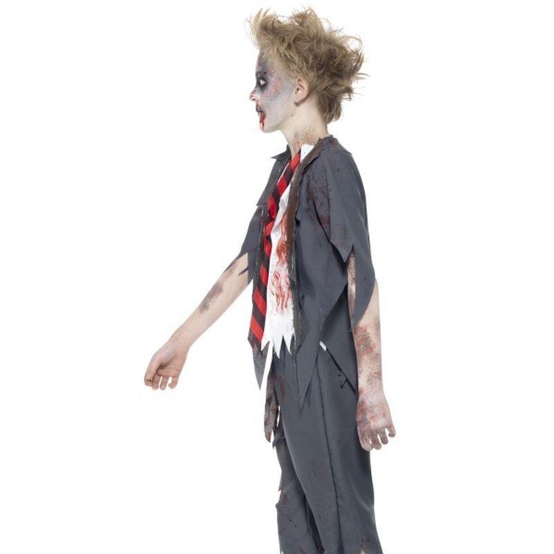 Zombie School Boy Costume Kids Grey White Red Boys