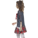 Zombie School Girl Costume Kids Grey Jacket Tartan Skirt Mock Shirt Tie