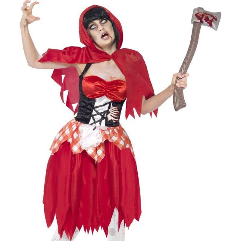 Zombie Hooded Beauty Costume - UK Dress 12-14 Womens Red