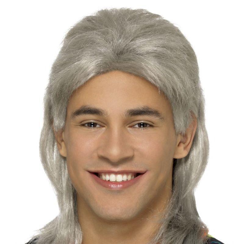 80s Mullet Wig Adult Grey Mens -1