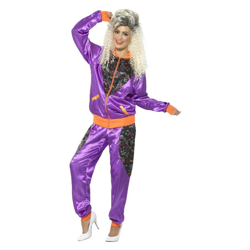 Retro Shell Suit Costume Ladies Adult Purple Womens
