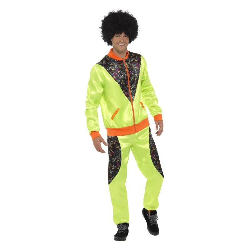 Retro Shell Suit Costume Mens Adult Neon Green